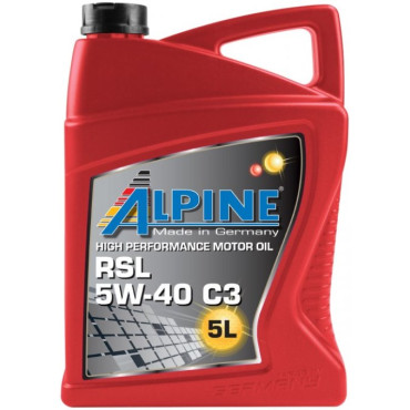 Олива моторна синт. ALPINE 5W-40 RSL С3 (Покращена RSL LA) API SN/CF MB-229.51, BMW LL-04 5л Олива моторна синт. ALPINE 5W-40 RSL С3 (Покращена RSL LA) API SN/CF MB-229.51, BMW LL-04 5л