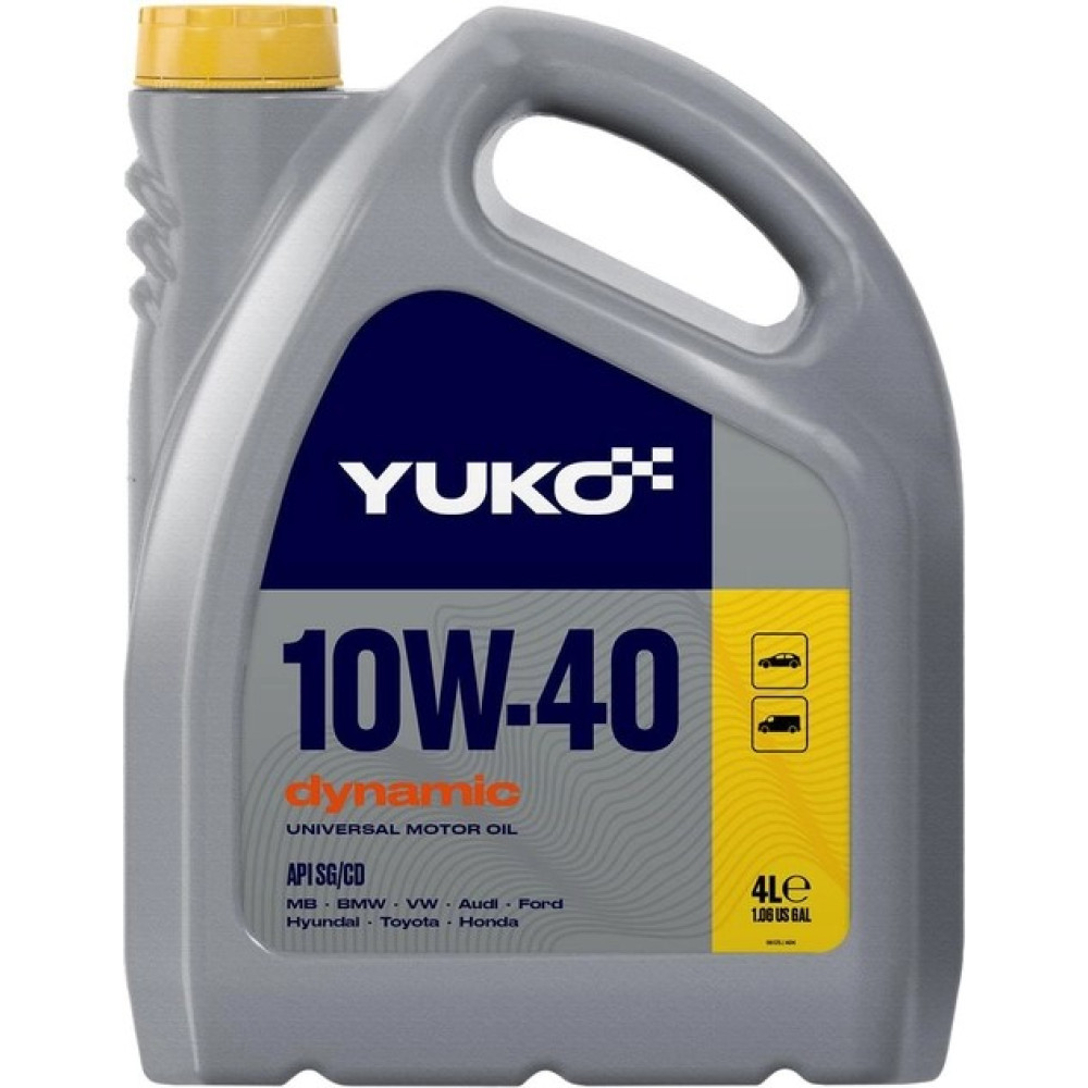 Олива моторна напівсинт. YUKO DYNAMIC 10W-40 API SG/CD (каністра 4л) (4шт уп) Олива моторна напівсинт. YUKO DYNAMIC 10W-40 API SG/CD (каністра 4л) (4шт уп)