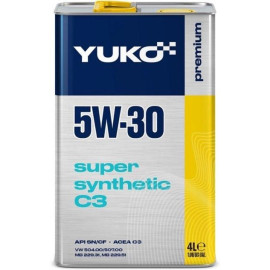 Олива моторна синт. YUKO SUPER SYNTHETIC C3 5W-30 API SN/CF (каністра 4л жесть) (4шт уп) Олива моторна синт. YUKO SUPER SYNTHETIC C3 5W-30 API SN/CF (каністра 4л жесть) (4шт уп)